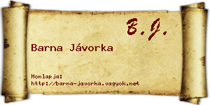 Barna Jávorka névjegykártya